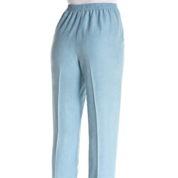 New Alfred Dunner Women's Blue Classic Fit Pull On Straight Leg Pants - Picture 3 of 5